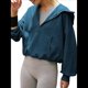 thumbnail image 2 of Sudadera con Capucha y Media Cremallera para Mujer, Informal, de Larga, Corta, con Cremallera de un Cuarto. Azul L, 2 of 8