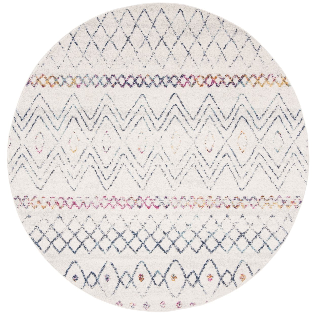 SAFAVIEH Madison Hannah Geometric Area Rug, Ivory/Navy, 6'7" x 6'7" Square