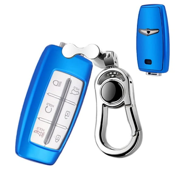 Compatible Key Fob Cover Hyundai Genesis Key Fob Cover,Compatible with 2020-2022 Hyundai Genesis G70 GV70 G80 GV80 G90 GV90 Key Fob Silicone TPU Protective Case Holder Shell wih Keychain
