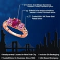 thumbnail image 2 of Gem Stone King 18K Rose Gold Plated Silver Red Created Ruby and Pink Moissanite Filigree Style 3 Stone Ring for Women (2.27 Cttw, Oval 8X6MM and 6X4MM, Available in Size 5, 6, 7, 8, 9), 2 of 6