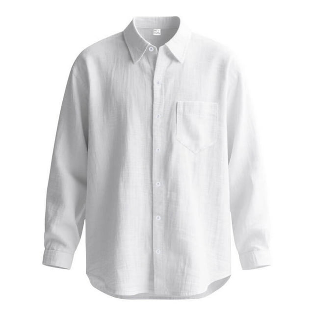 Npasoilc Tops for Men Men's Casual Solid Color Button - Down Collared Long - Sleeve Shirt