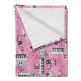 thumbnail image 2 of Pink Soft Flannel Fleece Throw Blanket, Listen to Music Theme Vintage Cassettes Headphones Keyboards Funky Retro Illustration, Cozy Plush for Indoor and Outdoor Use, 50" x 60", Pink, by Ambesonne, 2 of 5