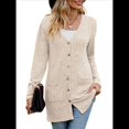 thumbnail image 1 of Cárdigan de Punto Suave para Mujer, Moda Otoño 2025, Abrigo de Larga Abierto con Bolsillos. Albaricoque XXL, 1 of 9