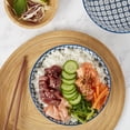 thumbnail image 2 of Tabletops Gallery 6.5" White Honeycomb Embossed Blue Pattern Stoneware Ramen Noodle Bowls, Set of 2, 2 of 7