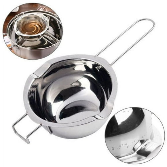 WALFRONT Stainless Steel Double Boiler Pots Universal Insert Melting Pot-Double Boiler Insert,Double Spouts,Heat Resistant Handle-Chocolate Butter Cheese Caramel Melting Pots,Baking Tools