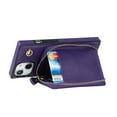 thumbnail image 6 of Luxury Wallet Case Compatible with iPhone 14 6.1 inch,Zipper Closure Luxary PU Leather with Phone rope Card Slot Card Holder Stand Shockproof Kickstand Case for iPhone 14 6.1 inch,Purple, 6 of 13