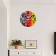 thumbnail image 4 of Battery Operated Wall Clocks with Non-Ticking Sweep Movement,Modern Round Clock Decorative for Bedroom,Office-Wall Of Squares Made From Different Colors Of Paint(10inch), 4 of 4