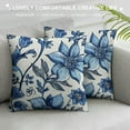thumbnail image 3 of Creowell Chinoiserie Pillow Covers Navy Blue White Floral Pillow Covers Vintage Farmhouse Flower Outdoor Pillowcase Square Cushion Cover for Bedroom Sofa Couch Living Room Home Decor 18x18in, 3 of 5