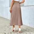 thumbnail image 5 of Women's High-Waisted Pleated Skirt for Business Casual Wear, Solid Color Regular Length Polyester Skirt, 5 of 9