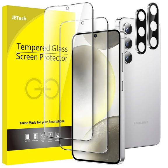 JETech Screen Protector for Samsung Galaxy S24 6.2-Inch with Camera Lens Protector, Tempered Glass Film, Fingerprint ID Compatible, HD Clear, 2-Pack Each
