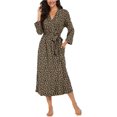 thumbnail image 3 of Peignoir pour Femmes Léger à Manches 3/4, Robe de Chambre Kimono à Col en V, Longue Tenue de Nuit, 3 of 5
