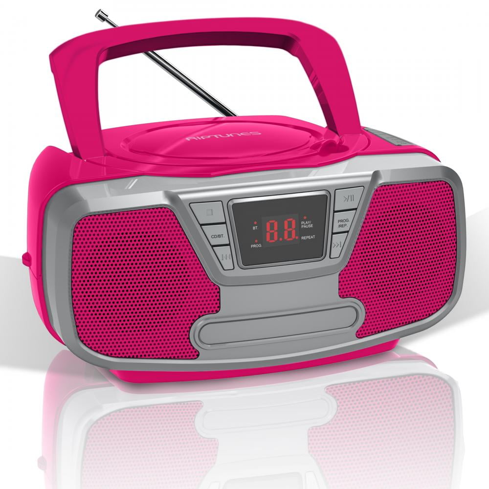 Riptunes Bluetooth Portable CD Boombox with AM/FM Radio, Pink Walmart