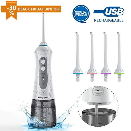 [Black Friday Sale]Water Flosser Cordless 3 Modes Detal Floss for Oral Cleaning with 4 Jet Tips Replacement FDA