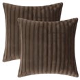 thumbnail image 2 of REGALWOVEN Thick Velvet Striped Pillow Covers, 2 Pcs Pleated Front Cushion Covers for Office and Home Brown 18" x 18", 2 of 6