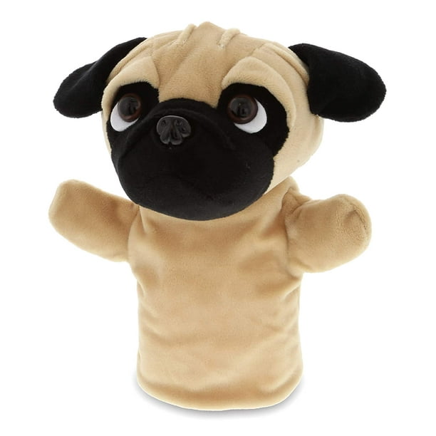 DolliBu Pug Plush Hand Puppets For Kids, Soft Puppy Stuffed Animal Hand