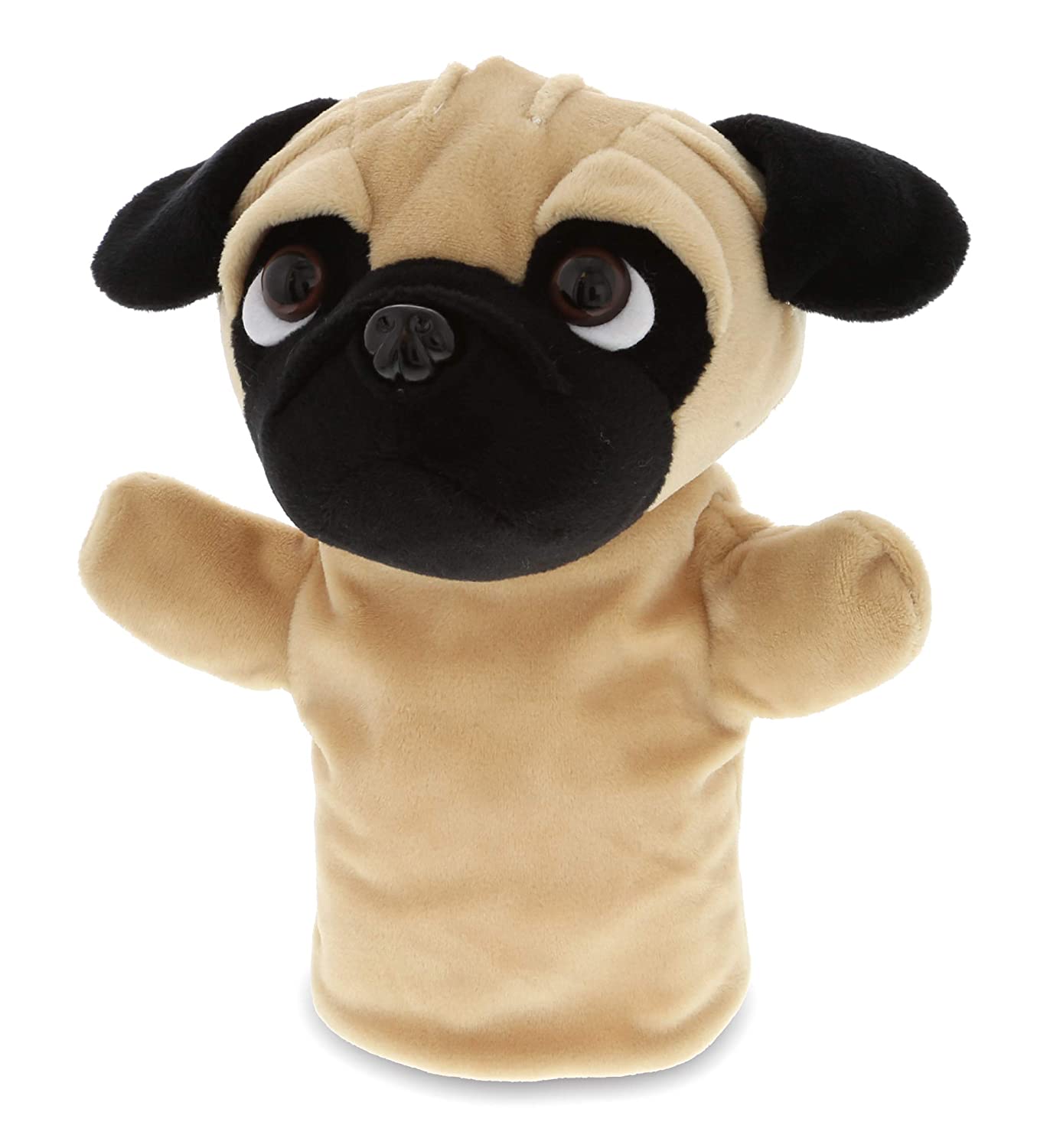 DolliBu Pug Plush Hand Puppets For Kids Soft Puppy Stuffed Animal Hand 