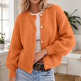 thumbnail image 2 of IWRICH Women's Button down Lightweight Cardigan Sweater Cute Fall Fashion Lantern Long Sleeve Crew Neck Solid Color Tops L, 2 of 4