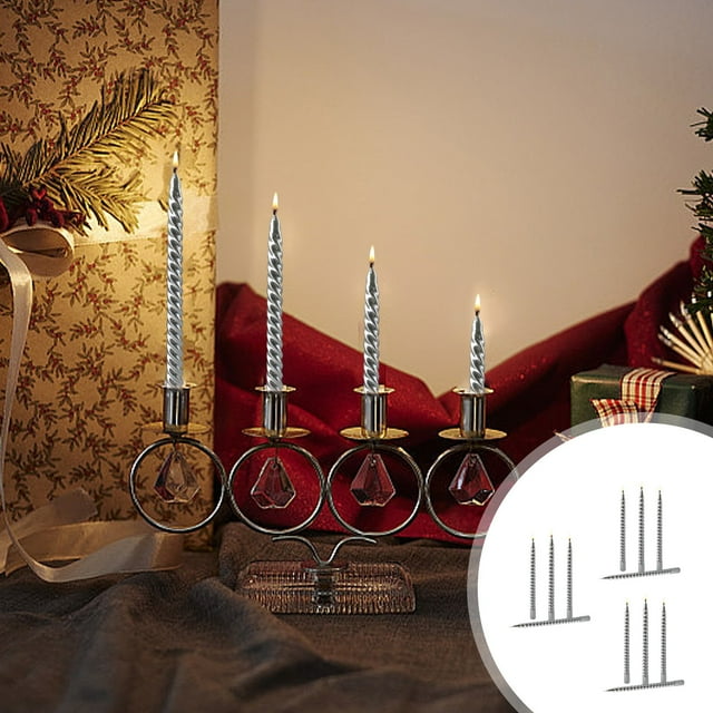 Fiudx Juego de Velas Roscadas, Elegante Diseño Metálico, Estilo Retorcido Volution, Decoración de Mesa para Fiestas, Centros de Mesa para Bodas, Sin Humo, Paquete de 12, Tamaño de 25 Cm
