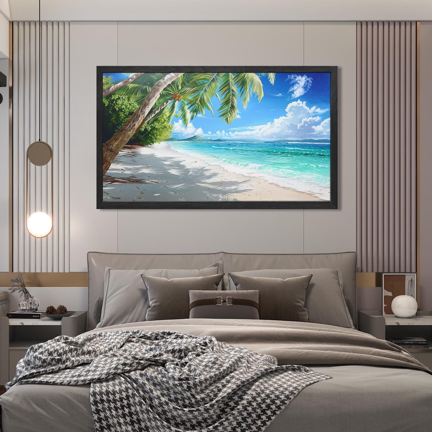Ocean Wall Art Beach Wall Art Beach And Bush Canvas art Framed wall art Painting For Livingroom Decor Office Bedroom Decoration