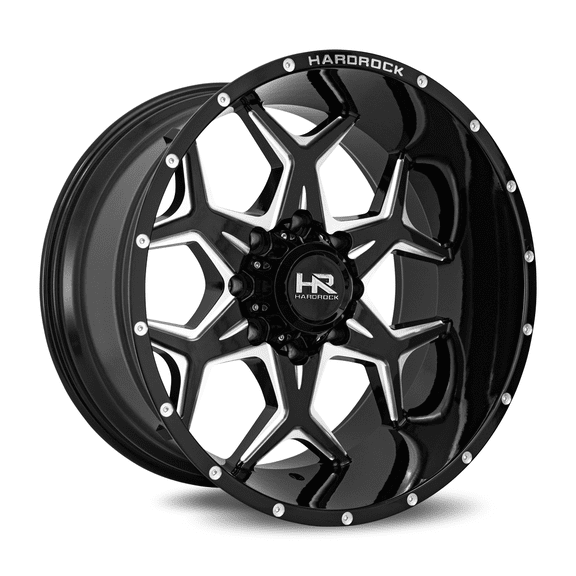 HARDROCK RECKLESS XPOSED 22X12 6X139.7 -51ET 87.1CB GLOSS BLACK MILLED WHEEL