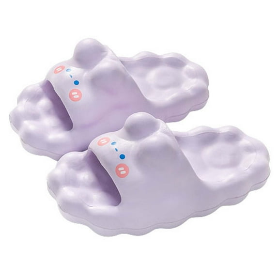Anuirheih Slip on Sandals Women,Womens Cute Slippers Super Soft Breathable Anti-Slip Bedroom Home Slippers(Purple)