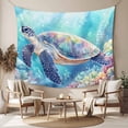 thumbnail image 2 of Turtle Tapestry for Bedroom Wall Hanging Tapestry, Coastal Ocean Coral Gradient Watercolor Ceiling Backdrop Tapestries Poster Blanket Wall Decor for Teens Room Living Room Dorm 59" x 79", 2 of 8