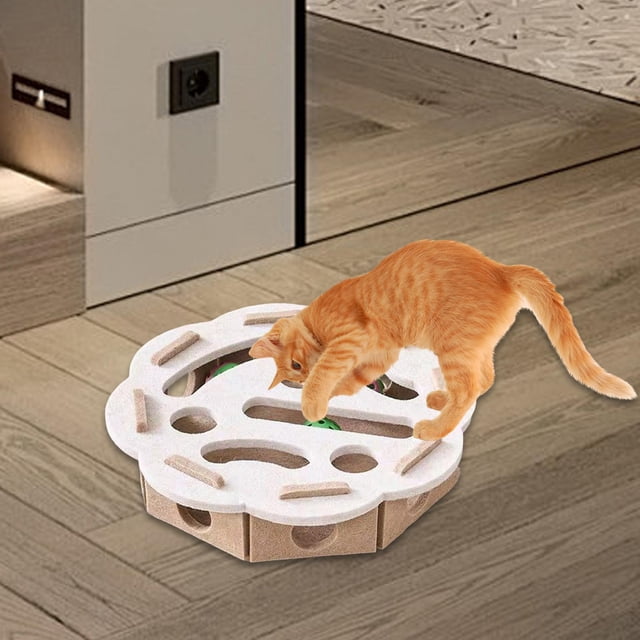 Juguete rompecabezas para gatos con bolas de campana, ejercicio, juguetes de enriquecimiento para gatos, caja de juego mental, juego de laberinto para Flor