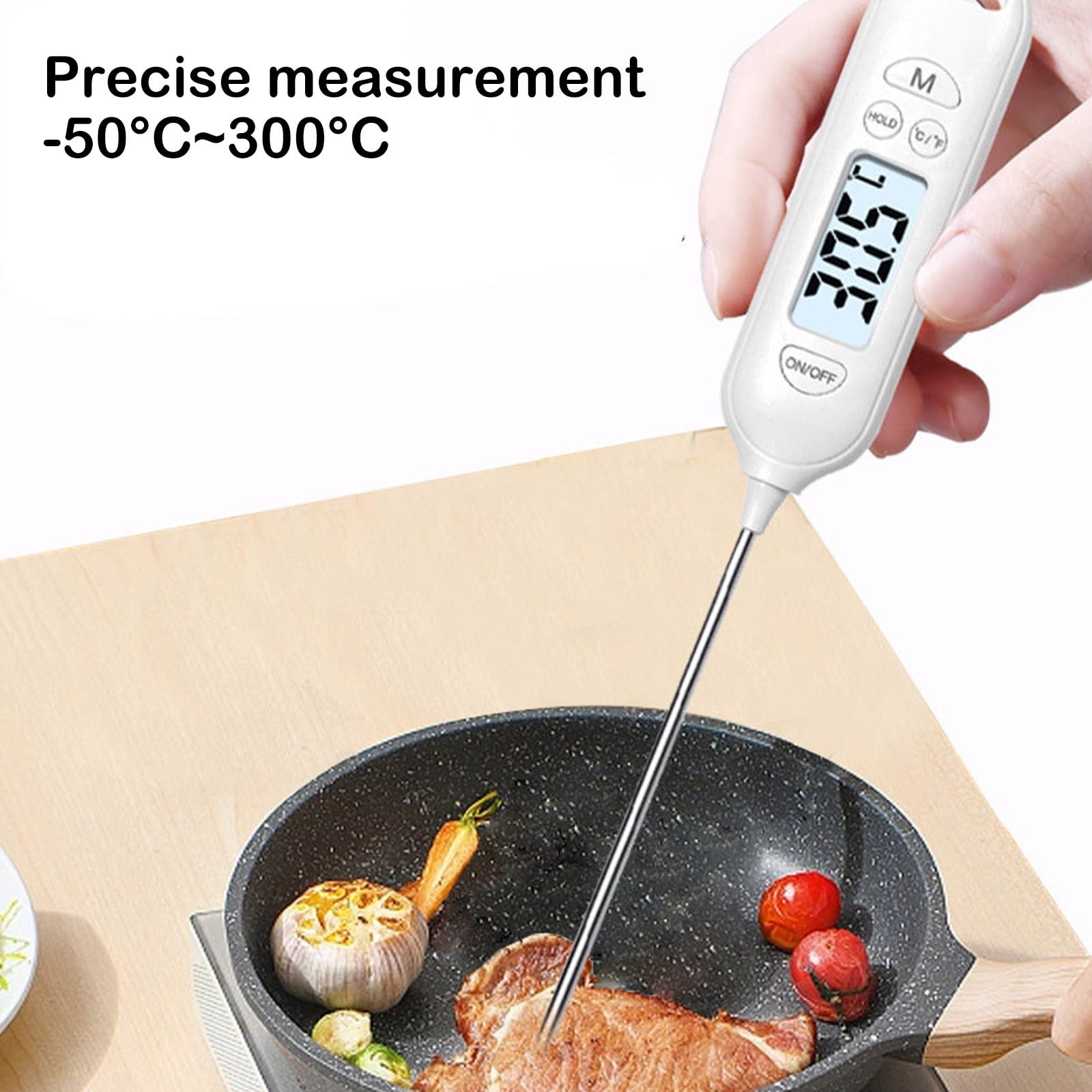 Yunuuuoa 5 Packs Digital Food Thermometer with Probe, Fast Accurate Instant Read, Wide Range -50 to , Overheat Alarm, Magnetic Back & LCD Backlight, for Kitchen Cooking Grilling Baking Oil Candy Meat
