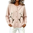 thumbnail image 2 of Sweater for Women Floral Embroidered Cardigan Button Down Crew Neck Long Sleeve Casual Sweater, 2 of 5