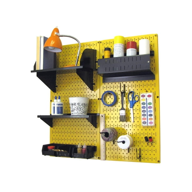 Wall Control Pegboard Hobby Craft Pegboard Organizer Storage Kit with Yellow Pegboard and Black