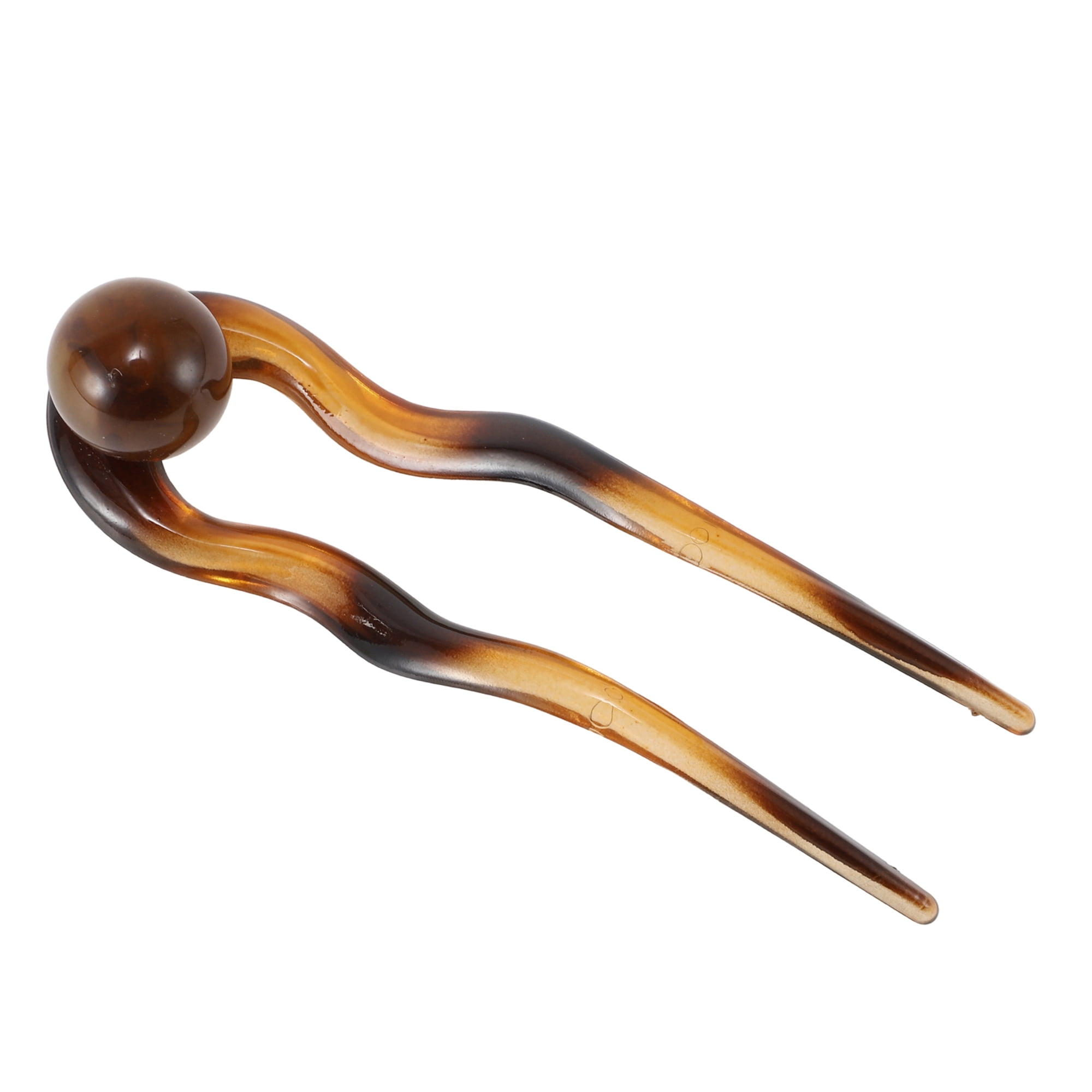 Unique Bargains Elegant U-shaped Hairdo Clip for Women 5.12"x1.42"x0.59" 1 Pc Amber