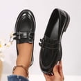 thumbnail image 5 of Pennysue Women's Patent Leather Loafers with Decorative Buckle Round Toe Chunky Heel Slip On Casual Dress Shoes for School Work Daily Wear, 5 of 6