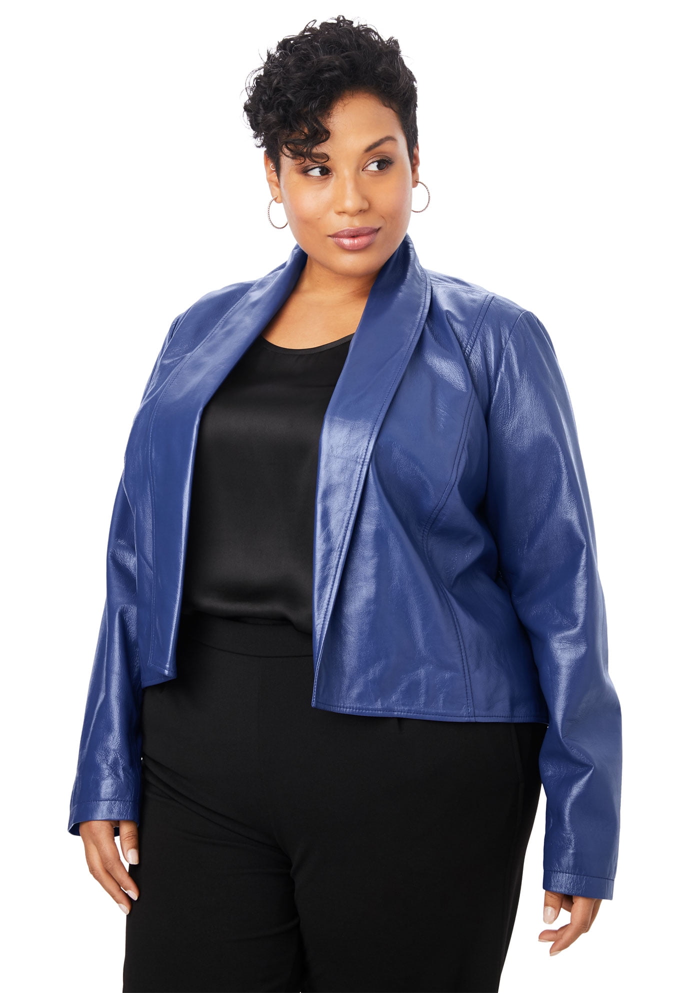 Jessica London Women's Plus Size Leather Shrug Jacket Leather Jacket 