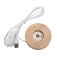 thumbnail image 5 of 2cm Thick, Round Decorative Lamp for Home - 5V White Glow USB LED Oak Wood Light Base, 5 of 8