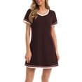 thumbnail image 7 of Jxximdong Nightgowns for Women Summer Casual Cozy Round Neck Loose Short Sleeved Multicolor Nightdress Coffee Loungewear XL, 7 of 7