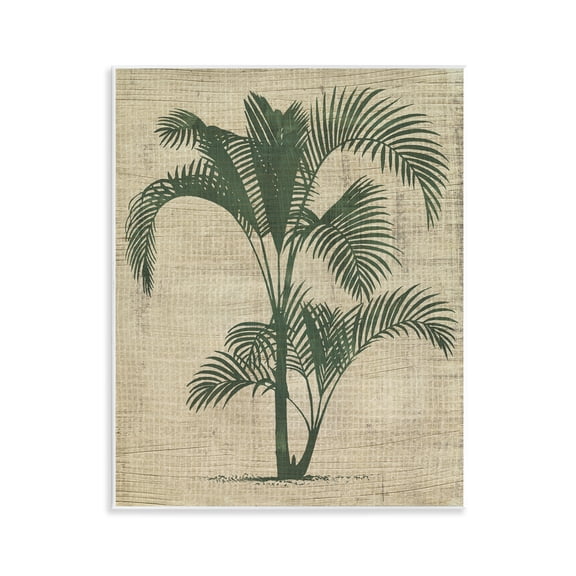 Stupell Industries Palm on Woven Pattern Plants & Flowers Painting Unframed Art Print Wall Art, 11 x 14