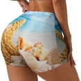 thumbnail image 2 of Xecao Beach Starfish Shell Print Workout Shorts for Women Soft Smooth Gym Yoga Scrunch Active Tennis Workout Running Shorts, 2 of 9