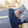 thumbnail image 4 of Erosebridal Kids Cartoon Monogrammed L Twin Bedding Sets 7-Piece, Navy Stripes Ombre Bedding Comforter Set, 4 of 7