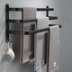 thumbnail image 2 of Soporte para barra de toalla de baño, toallero de tres capas de aluminio negro, colgador de toallero montado en la pared con ganchos, estante de baño y ducha, 2 of 5