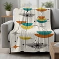 thumbnail image 2 of Boho Teal Yellow Orange Grey Blanket Soft Cozy Warm Throw Blanket for Couch, Plush Fuzzy Flannel Fleece Blankets for Sofa, Middle Century Geometric Bed Blankets Lightweight Gifts for Women, 50"x60", 2 of 9