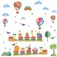 thumbnail image 1 of Pegatinas de pared de tren con animales de colores, globo aerostático de dibujos animados, calcomanía de pared de jungla, jirafa, elefante, decoración de pared despegable y adhesiva, 1 of 9