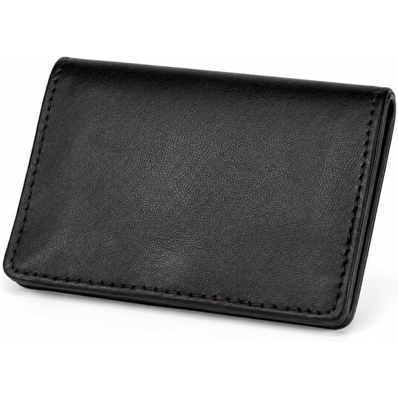 Genuine Leather Card Holder Wallet for Men & Women, Slim Minimalist Card Case with Snap Button Closure, Compact Front Pocket Wallet for Credit Cards, ID Cards & Cash (Black)