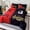 Reddish Black, variant on 3-Piece Quilt Set - Super Soft Breathable Black Grey Color Block Crown Letter Comforter with 2 Pillowcases, 180GSM Thickened Quilted Bedding Set for Bedroom & Dorm