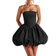 thumbnail image 3 of Stichou Strapless Homecoming Dresses with Bow Corset Graduation Prom Party Dresses for Teens A Line Cocktail Party Dress Black S, 3 of 7