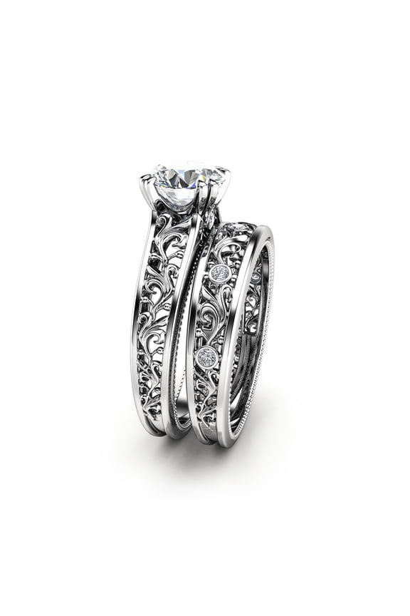 Filigree Engagement Ring Set