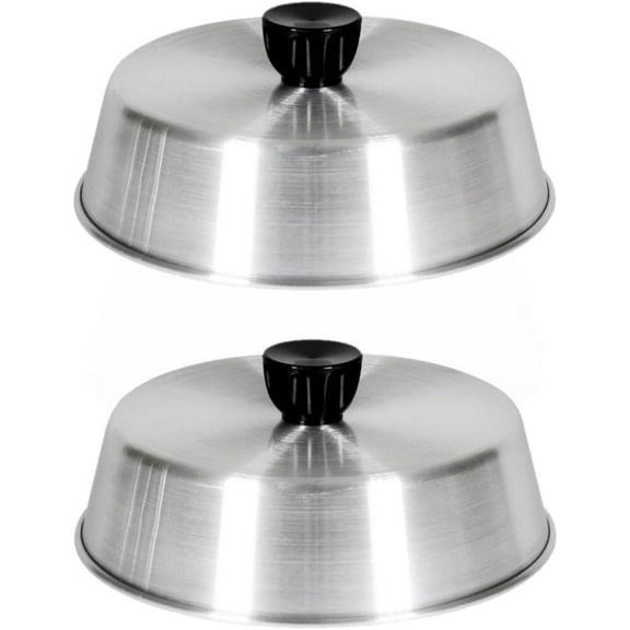 TrueCraftware-Set of 2 Aluminum 9” Grill Basting Cover with Black Plastic Knob- Round Melting Dome Burger Cheese Cover and Steaming Cover Best Use in Flat Top Grill Cooking Indoor or Outdoor