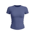 thumbnail image 5 of Womens Short Sleeve T Shirts - Buttery Soft Summer Crop Tops Slim Fit Y2k Basic Tees for Workout Blue, 5 of 5
