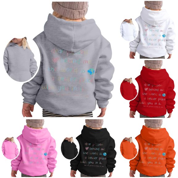 Tanghaowl Kids Hoodies Girl Hoodie Long Sleeve Soft Sweatshirt Graphic Hoody Kids Cute Pullovers Top Clothes for Girls with Cute Print Grey 3-4 Years