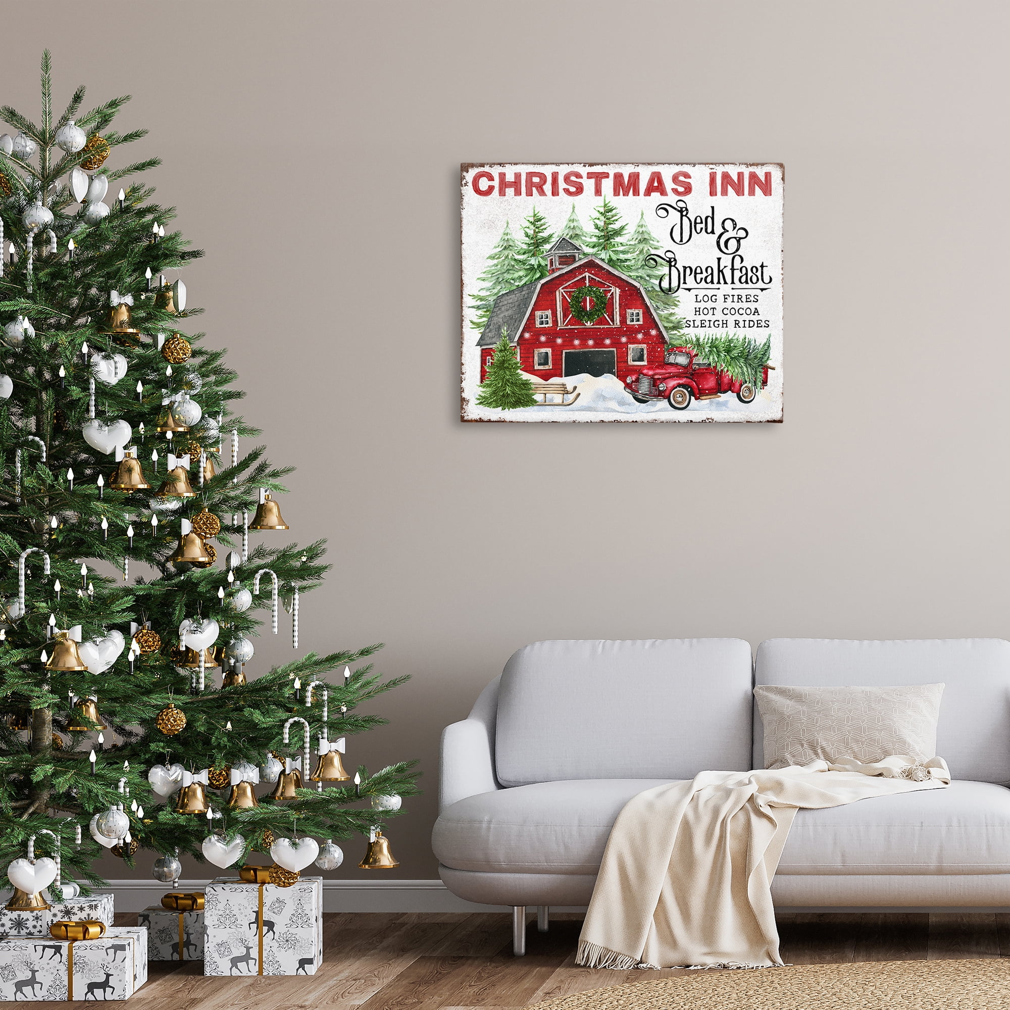 Stupell Industries Christmas Inn Shop Holiday Painting Gallery Wrapped Canvas Art Prints Wall Art, 40 x 30