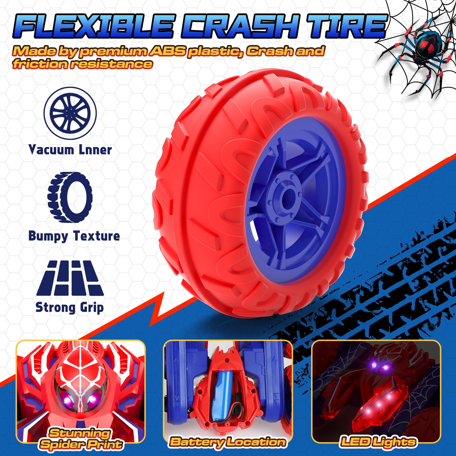 Remote Control Cars, RC Cars Toys for 5 6 7 8 9 10 Year Old Boys Girls, 2.4Ghz Fast Rotating RC Stunt Car, Double Sided Tornado Race Car with Lights for Boys Kids Age 8-12 Outdoor Toys Birthday Gifts
